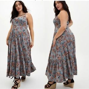 Maxi Jersey Tiered Strappy Dress